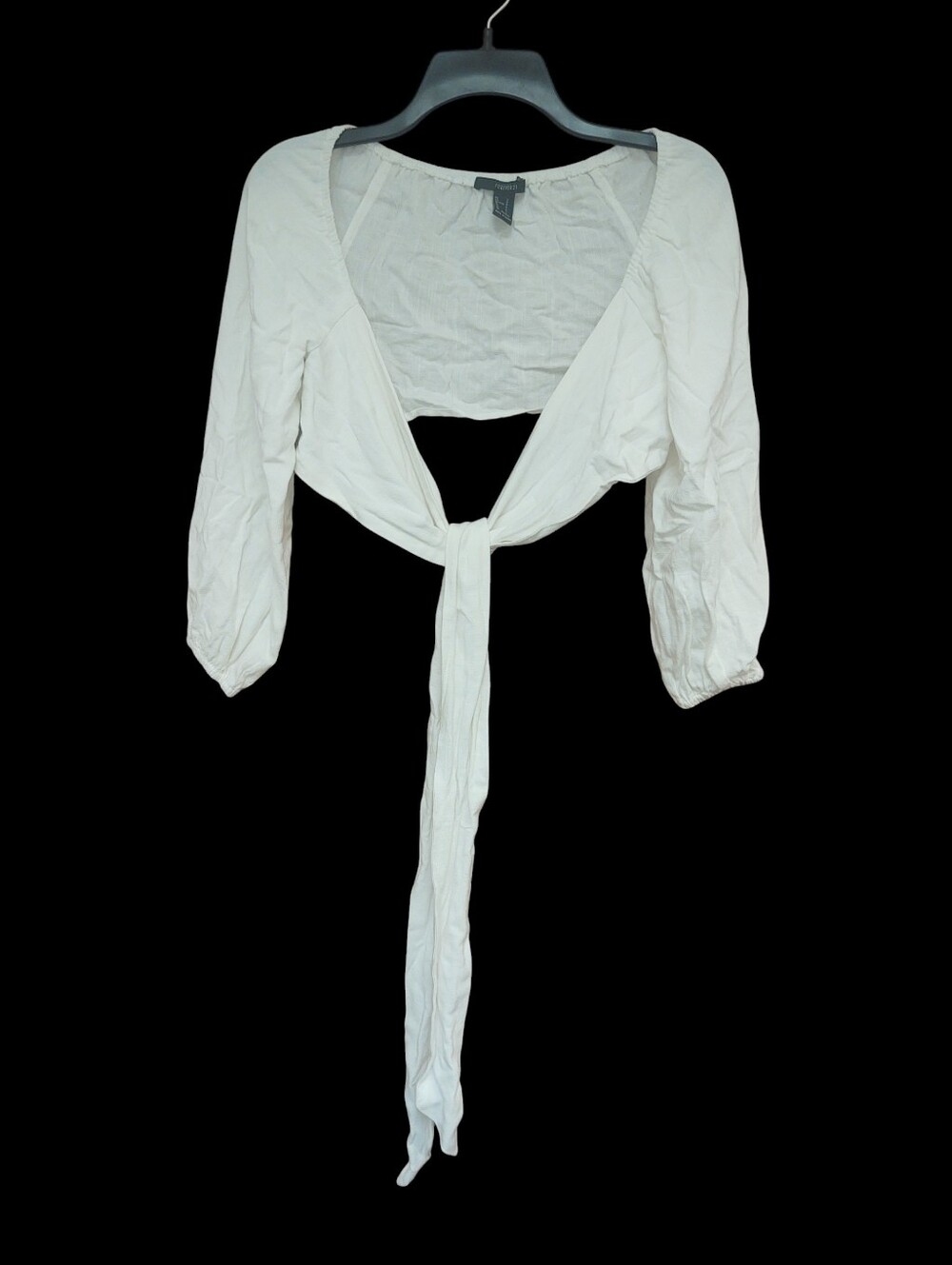 Forever 21 Tie-Front Ivory Linen Blend Crop Top Size S
